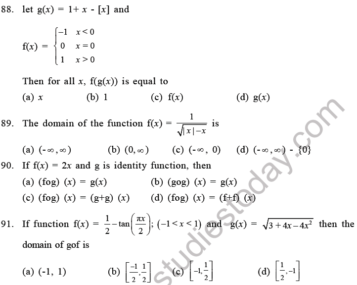JEE Mathematics Relation and Functions MCQs Set C, Multiple Choice